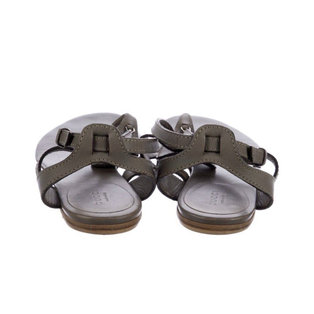 Gucci Authentic Solid Gray Leather Thong Strappy Flat Sandals 9.5 - Picture 4 of 8